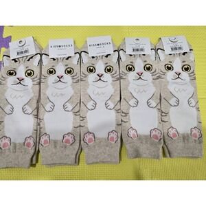 5 Pairs KISS SOCKS Cute CatCrew Socks - Korean Fashion, Soft & Fun!